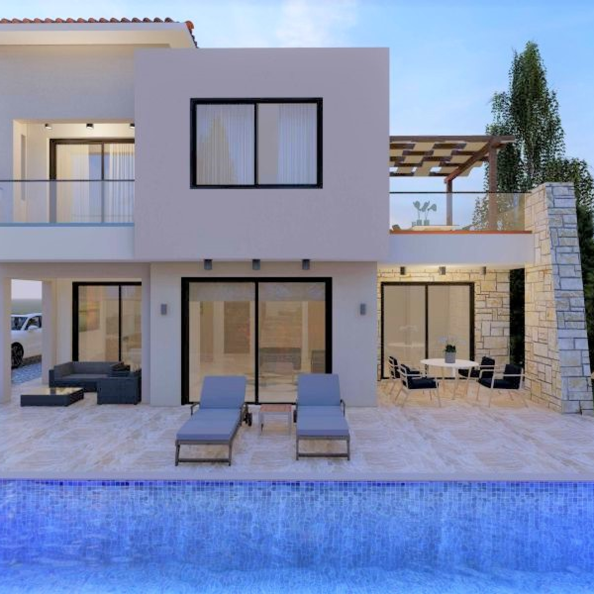 Modern villa by sandy beach in Paphos